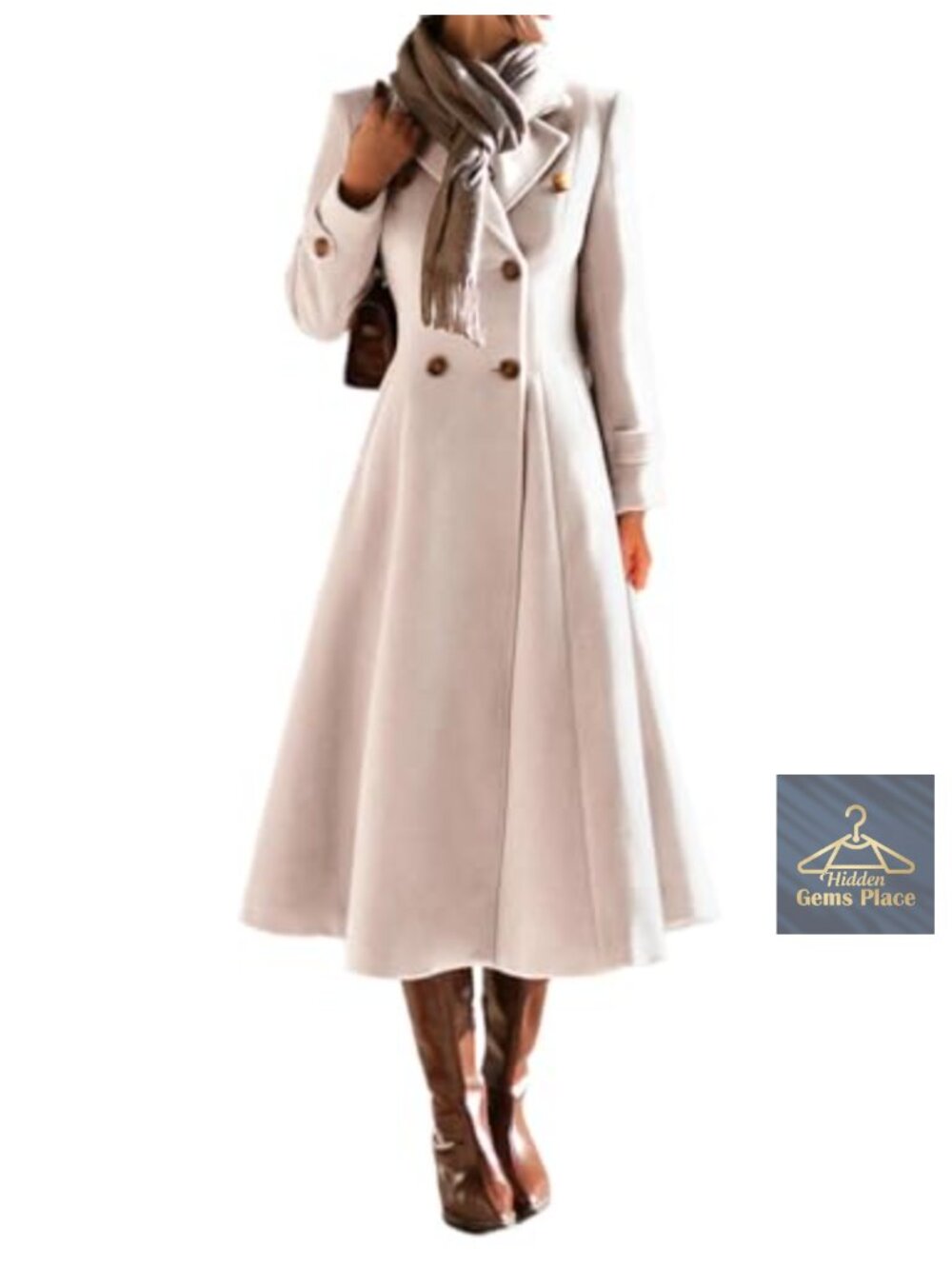 Wool Blend Peacoat Women Notch Lapel Double Breasted Winter Coat